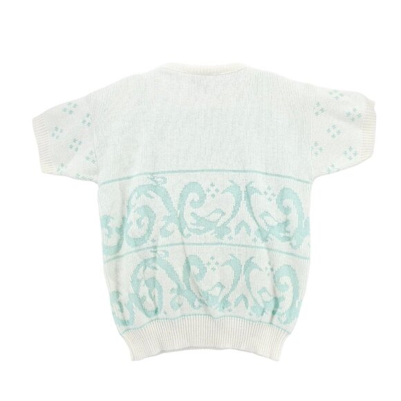 BILLIE JO Vintage Short Sleeve Sweater Knit Top Patterned Size Est. MEDIUM? - Picture 2 of 5